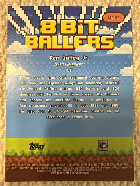 2026 Topps Series 1 Celebration Ken Griffey Jr. 8-Bit Ballers #BB-13