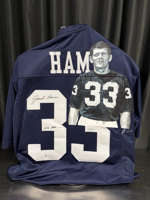 Penn State Jack Ham Signed Hand Painted Blue Jersey With BAS COA