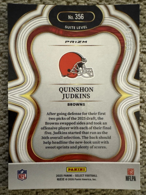2025 Select Quinshon Judkins Tri-Color Prizm /199 (RC) Suite Level Browns #356