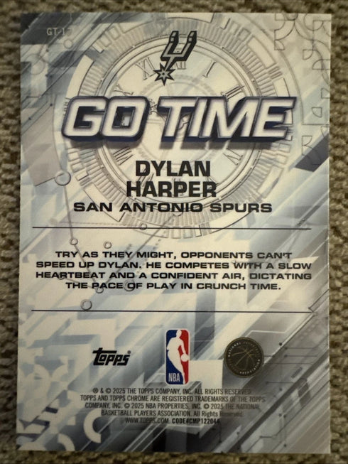 Topps 2025-26 Topps Chrome Dylan Harper Spurs Rookie Insert Go Time GT-17