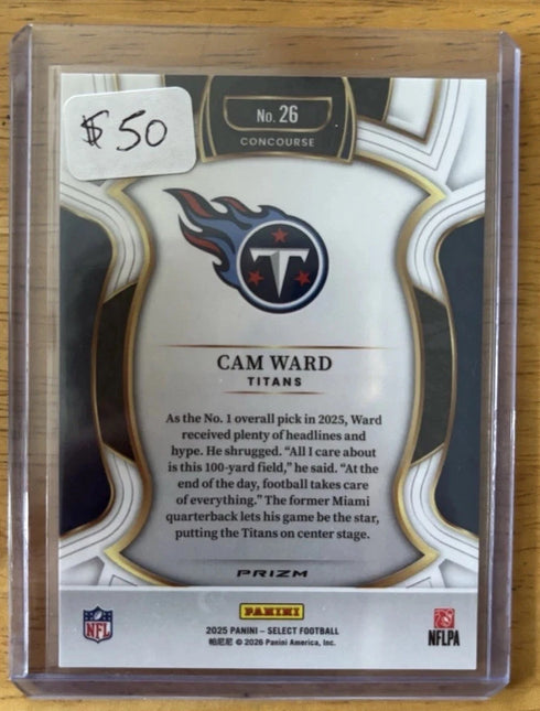 Panini 2025 Select Prizm Concourse Disco Cam Ward #26 Tennessee Titans NFL