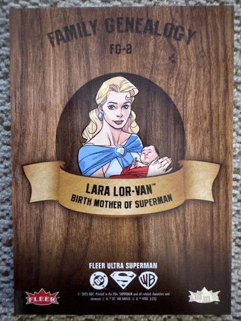 2025 UD FLEER ULTRA SUPERMAN FAMILY GENALOGY FG-2 LARA LOR-VAN SUPERMAN'S MOM