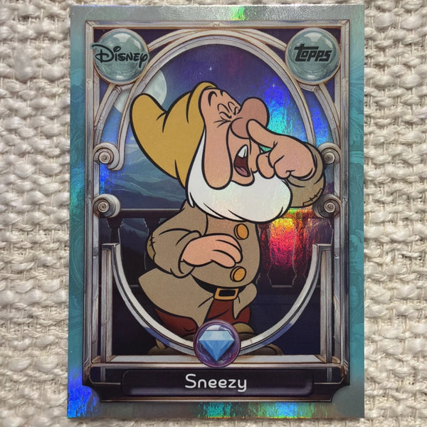 2025 Topps Disney Wonder SNEEZY #106 Tier 2 Silver Foil Snow White Seven Dwarfs