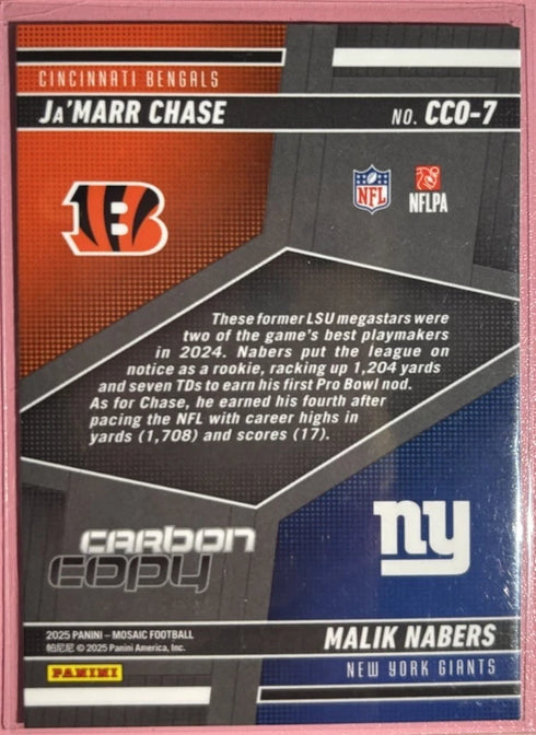 2025 Panini Mosaic Jamarr Chase Malik Nabers Carbon Copy #CCO-7