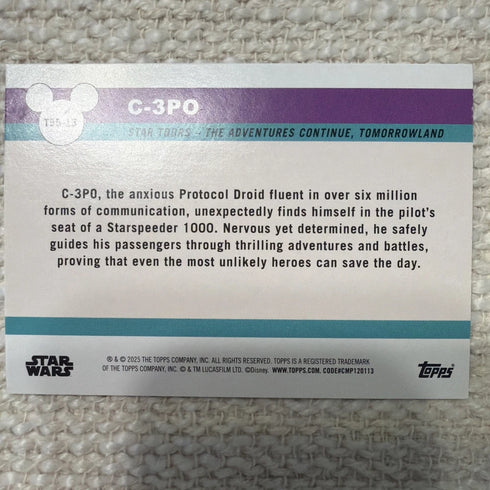 Topps 2025 Disneyland 70th Anniversary #C-3PO 1955-13 Disney Icon Refractor