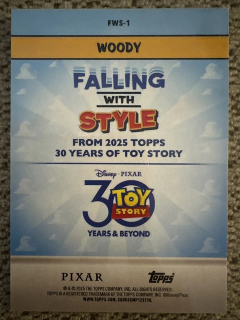 2025 Topps 30 Years of Toy Story Falling With Style Woody #FWS-1