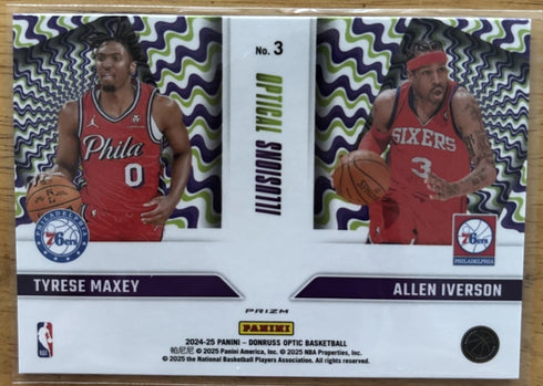 Tyrese Maxey Allen Iverson Optic Philadelphia 76ers Optical Illusions Purple #3