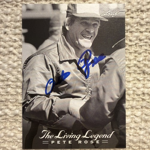 THE LIVING LEGEND AUTOGRAPHED PETE ROSE LEAF #44 TRADING CARD 2012 W/ JSA COA