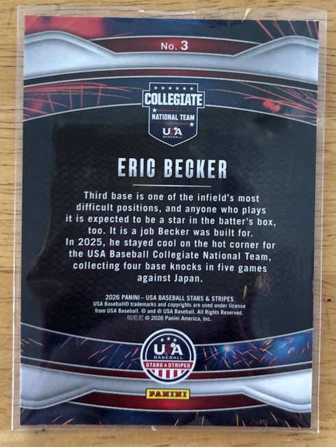 Panini 2026 Stars & Stripes Fireworks Prizm Eric Becker USA 2-Card Lot