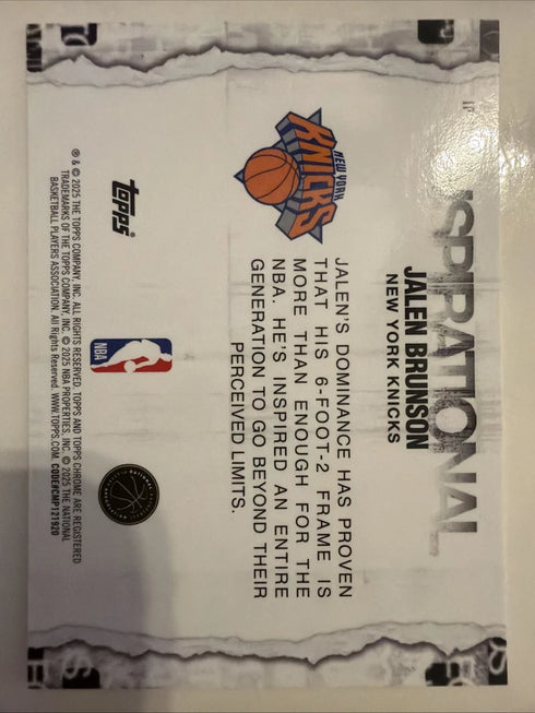 2025-26 Topps Chrome NBA Inspirational Jalen Brunson New York Knicks #IP-12