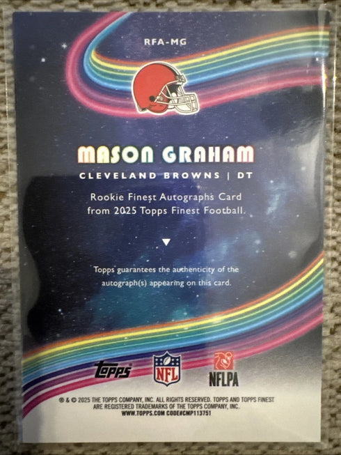 2025 Topps Finest Mason Graham RC Auto Cleveland Browns #RFA-MG