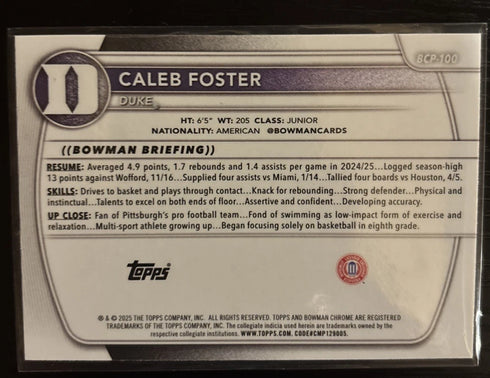 2025 Bowman Chrome Caleb Foster Green Refractor /99