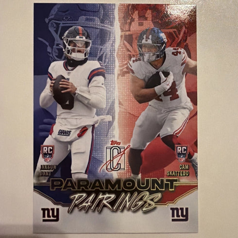 Topps 2025 Signature Paramount Pairings RC Insert PP-2 Dart/Skattebo Giants NFL