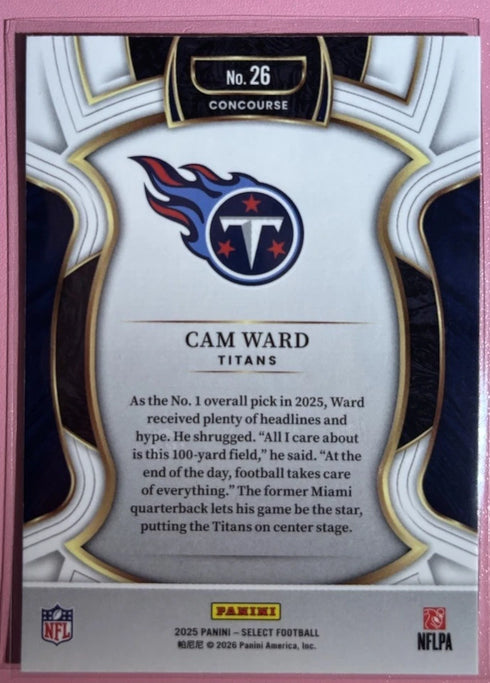 2025 Panini Select Football Cam Ward (RC) #26 Concourse Level Tennessee Titans