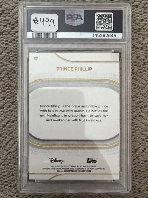 Prince Phillip 2025 Topps Chrome Disney Purple Wave Card #121 /75 PSA 10