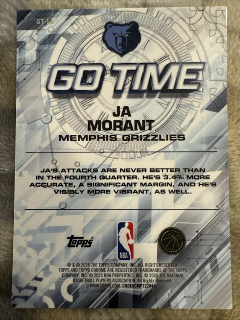 2025 Topps Chrome Ja Morant Go Time Raywave Refractor