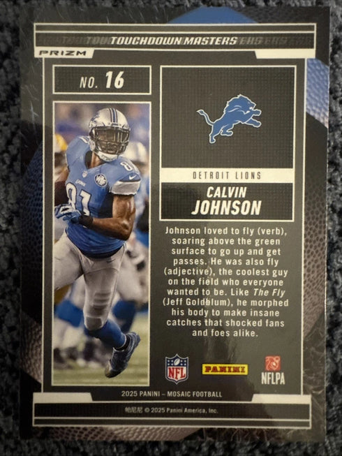 2025 Panini Mosaic - Touchdown Masters Calvin Johnson #16 Reactive Yellow Mosaic