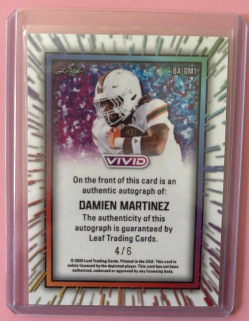 2025 Leaf Vivid - Damien Martinez /8 Auto Green Shimmer - Miami Hurricanes