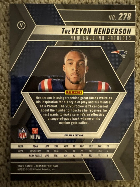 2025 Panini Mosaic - Rookie Variations TreVeyon Henderson #278 Green Mosaic...