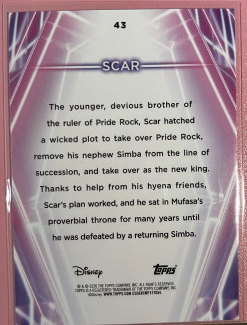 2026 Topps Disney Neon Scar Rainbow Foil #43 The Lion King