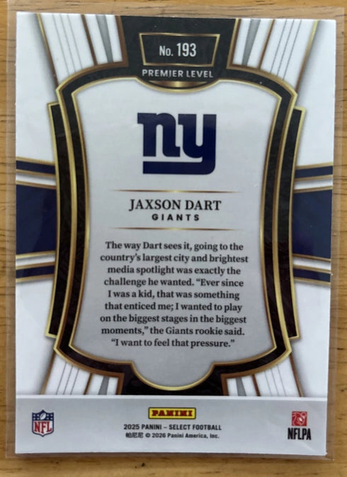 2025 Panini Select - Premier Level Jaxson Dart #193 (RC)