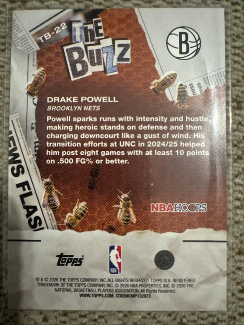 Drake Powell 2025-26 NBA Hoops RC The Buzz Holo Foil #TB-22 SP Nets