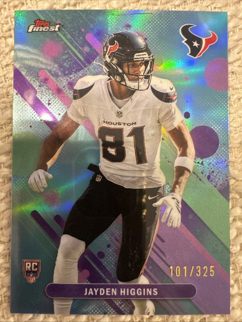 2025 Topps Finest Jayden Higgins Rookie Sky Blue Refractor /325 #26 Texans