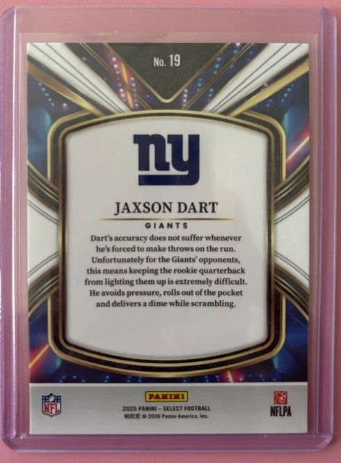 Panini 2025 Select Future Jaxson Dart Giants Rookie Insert #19 Football Card