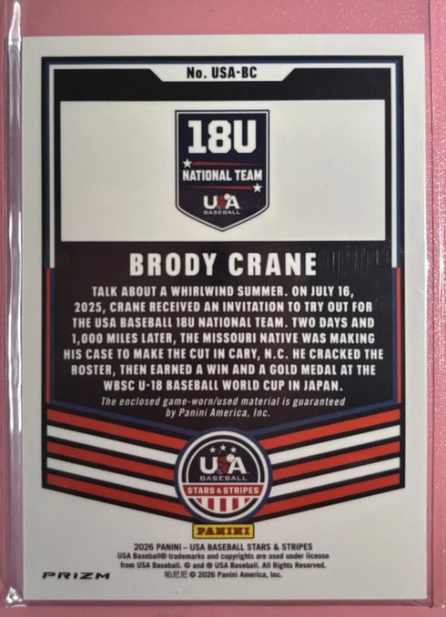 2026 Stars And Stripes Materials Prizm Brody Crane USA-BC Silver Prizm