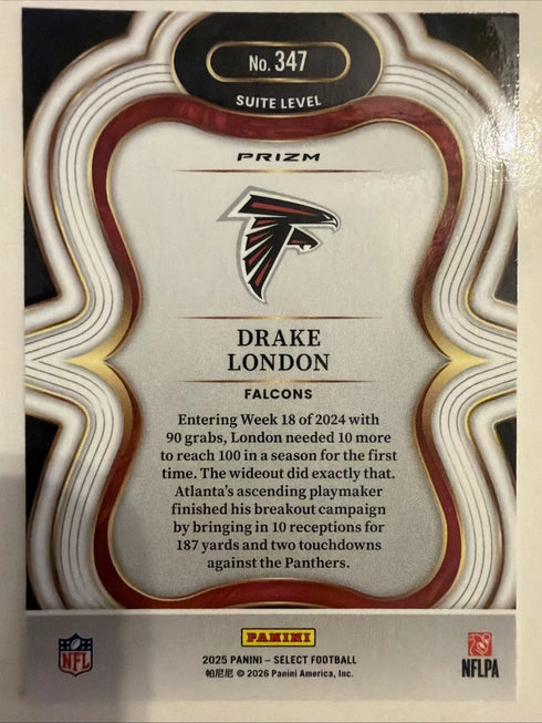 2025 Panini Select Suite Level Prizm Drake London #347 Atlanta Falcons Football