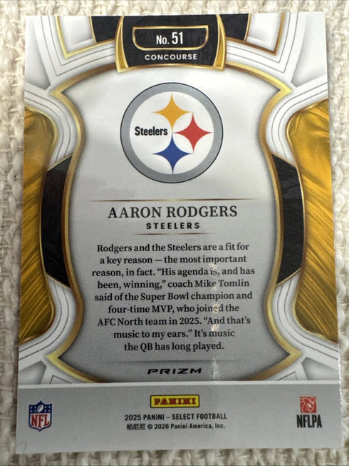 2025 Panini Select - Concourse Aaron Rodgers #51 Pink Shock Prizm