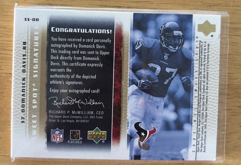 2005 Upper Deck Sweet Spot Domanick Davis Autograph #SS-DD Houston Texans
