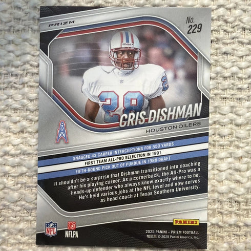 Panini Prizm Cris Dishman Prizm #229 Houston Oilers NFL Football
