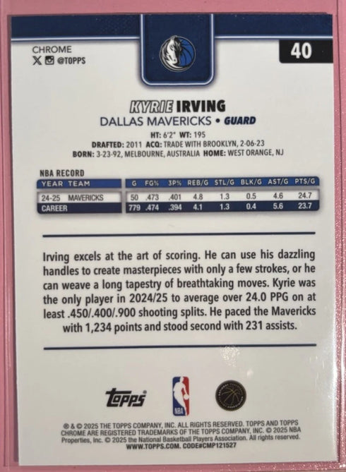 2025-26 Topps Chrome - Kyrie Irving Negative Refractor - Mavericks