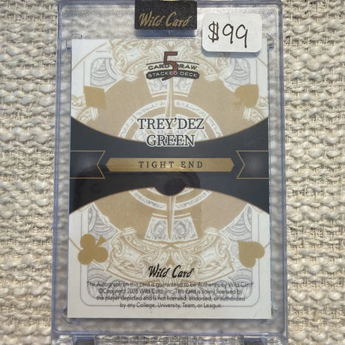 Wild Card 2026 5 Card Draw Stacked Deck Trey'Dez Green LSU Tigers Auto SD35-TGA