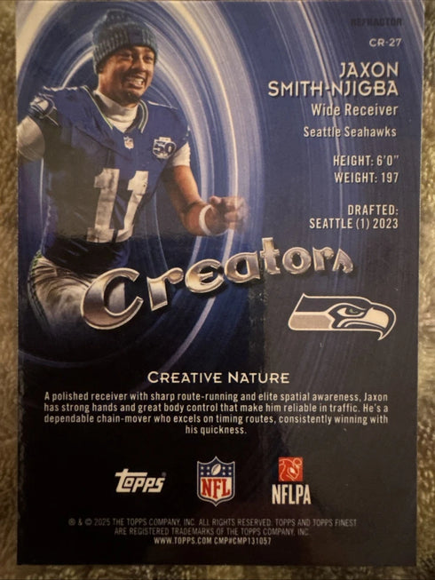 Topps Finest Creators Refractor - Jaxon Smith-Njigba #CR-27 Seahawks NFL 2025