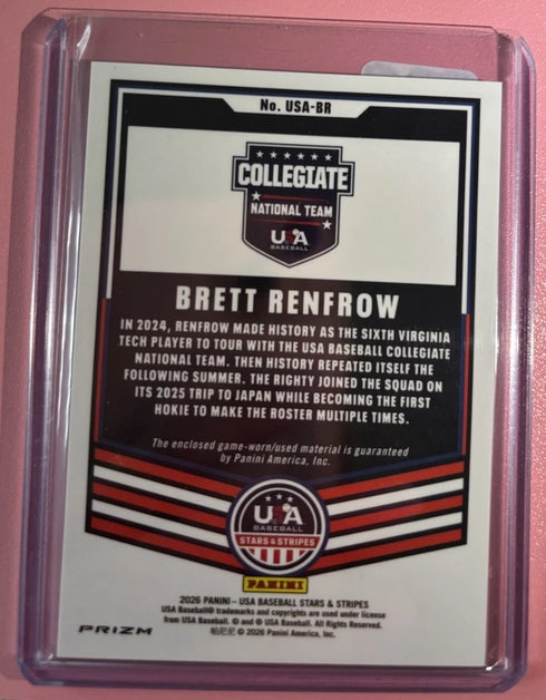Brett Renfrow Jersey Patch Relic 2026 USA Stars & Stripes #USA-EJ Silver Prizm