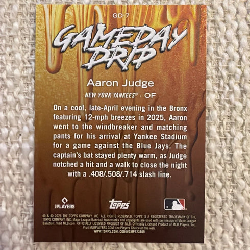 2026 Topps Series 1 - Game Day Drip Aaron Judge #GD-7