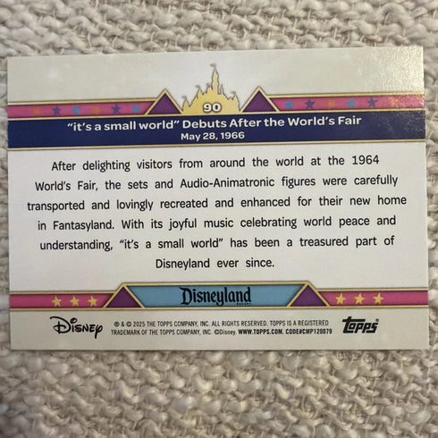 2025 Topps Disneyland 70th Anniversary #90 "It's a small world" Debuts Foil