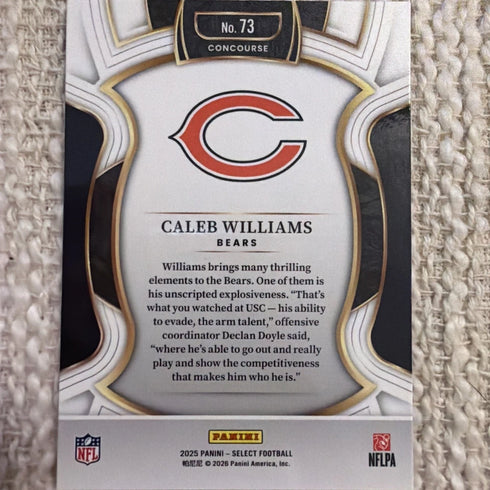 2025 Panini Select Concourse Caleb Williams #73 Chicago Bears Football Card