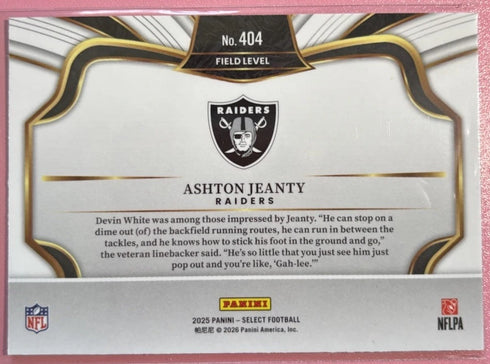 2025 Panini Select - Field Level Ashton Jeanty #404 (RC) Base