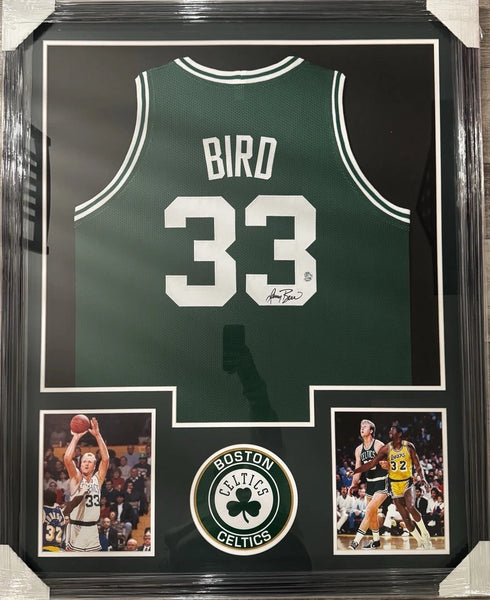 Boston Celtics Larry Bird Autographed Framed Signed Jersey Bird Coa