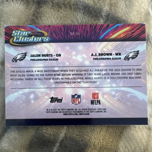 2025 Topps Cosmic Chrome Jalen Hurts A.J. Brown Eagles #SC-15 Star Clusters