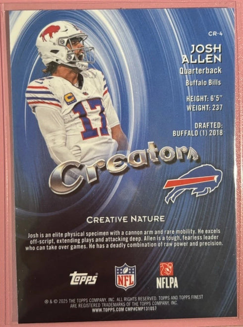Topps Finest Josh Allen 2025 Bills #CR-4 Creators Insert Card