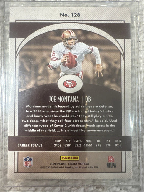 2020 Panini Legacy NFL Beckett Auto Joe Montana #128 Authentic