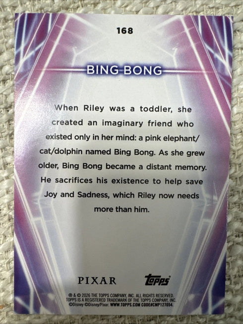 2026 Topps Disney Neon Bing Bong #168 Pixar Inside Out Parallel /199