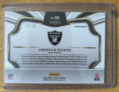 2025 Panini Select Field Level Tie-Dye Prizm /25 Wilkins #406 Raiders π₯