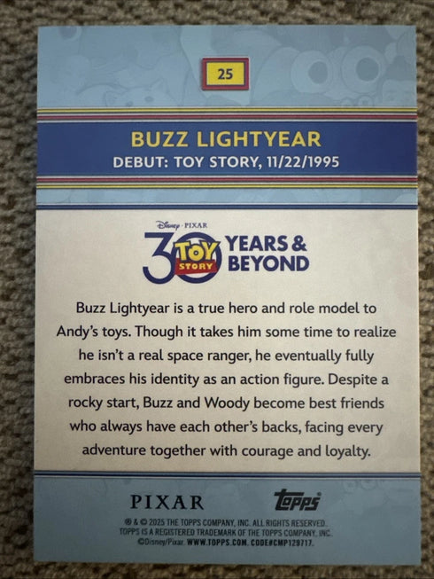 2025 Topps Disney Toy Story 30th anniversary BUZZ LIGHTYEAR #25 TZ