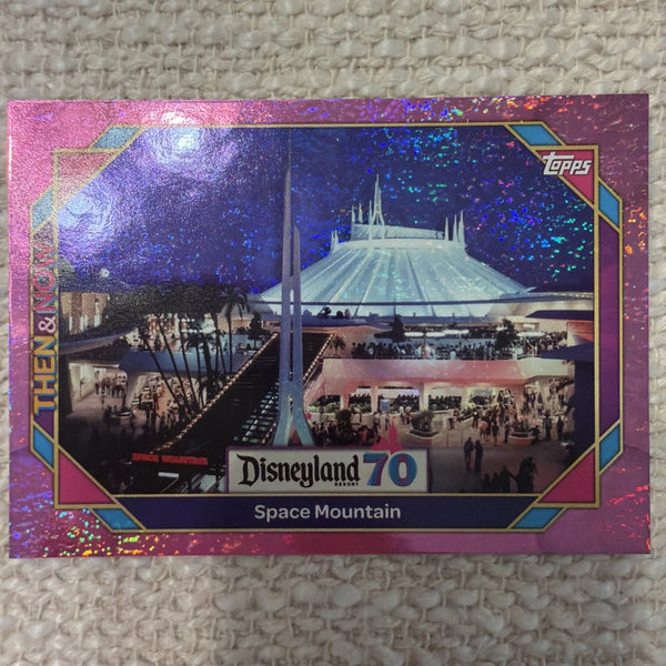 Topps Disneyland 70 Then & Now Space Mountain #48 Pink Sparkle Foil Card