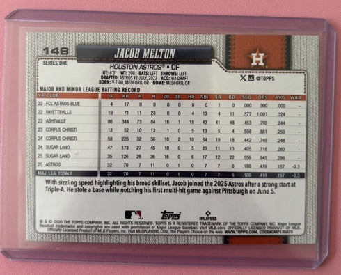 2026 Topps Series 1 Jacob Melton #148 Rookie Green Easter Holiday Foil Astros